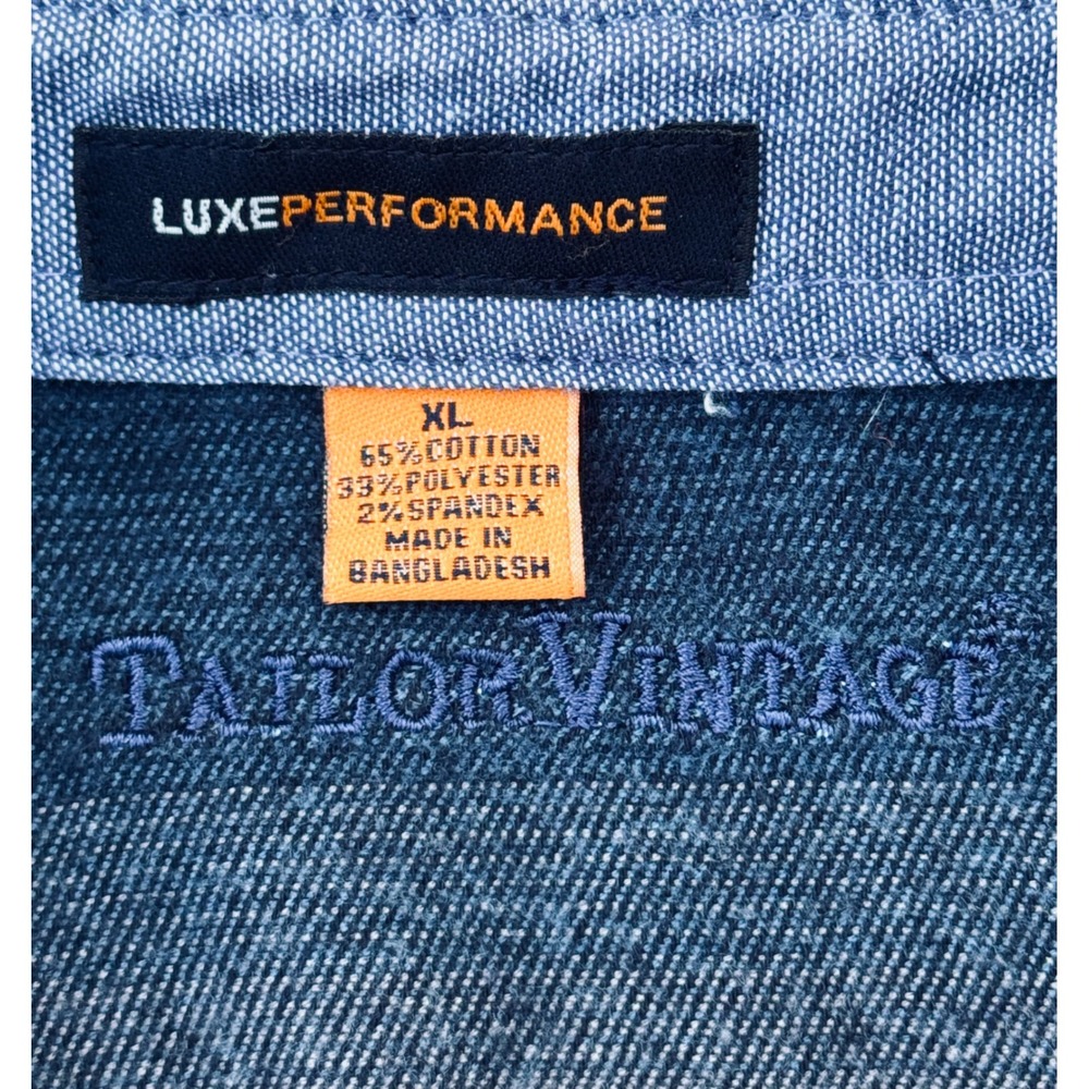 Tailor Vintage Luxe Performance Blue Ombre Flannel Shirt Mens XL Long Sleeve - Picture 3 of 8